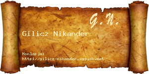 Gilicz Nikander névjegykártya